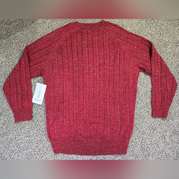Athleta Crossroads Crew Sweater Red Cable Knit w/ Silver Flecks Womens Size Med - Picture 6 of 10